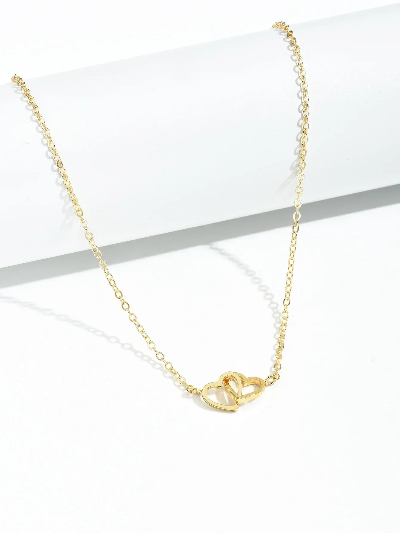 Colar Feminino Tiny Double Hollow Heart
